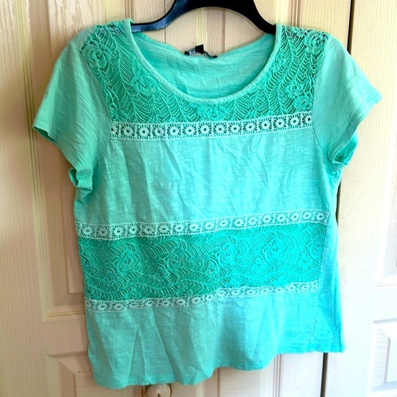 Cable and Guage Womans SS  Top Aqua Color Size M - Picture 1 of 5